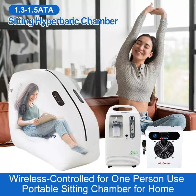 Oxyair 1.5 ATA Seated Chamber, Wireless control, portable for home use.