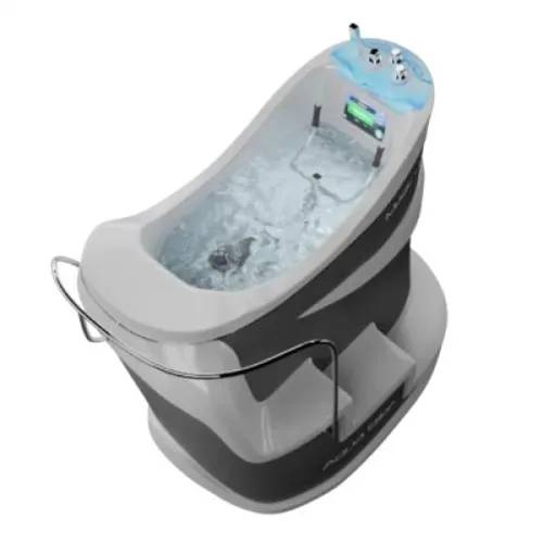 Aqua Bike with a clear water-filled tank and control panel on top