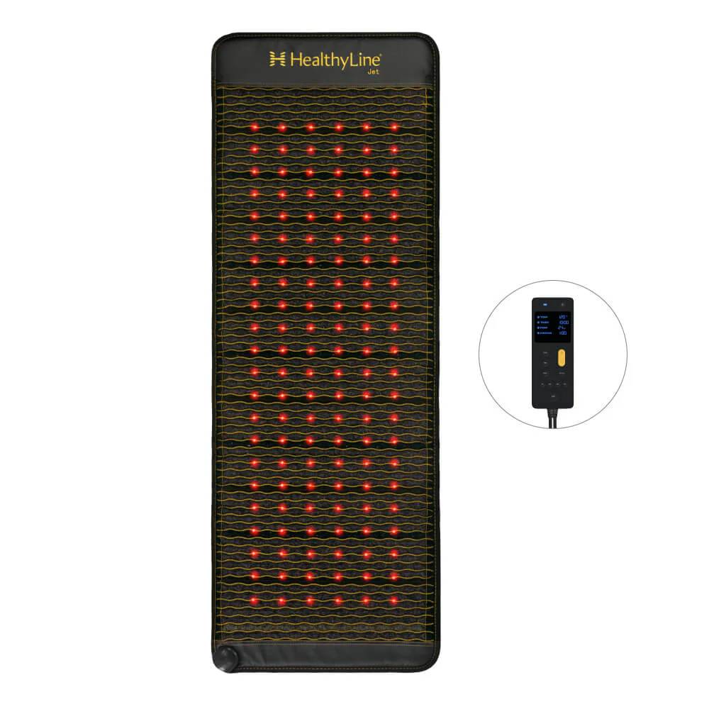 HealthyLine Jet Mat – A long infrared mat with red lights and a wired control panel