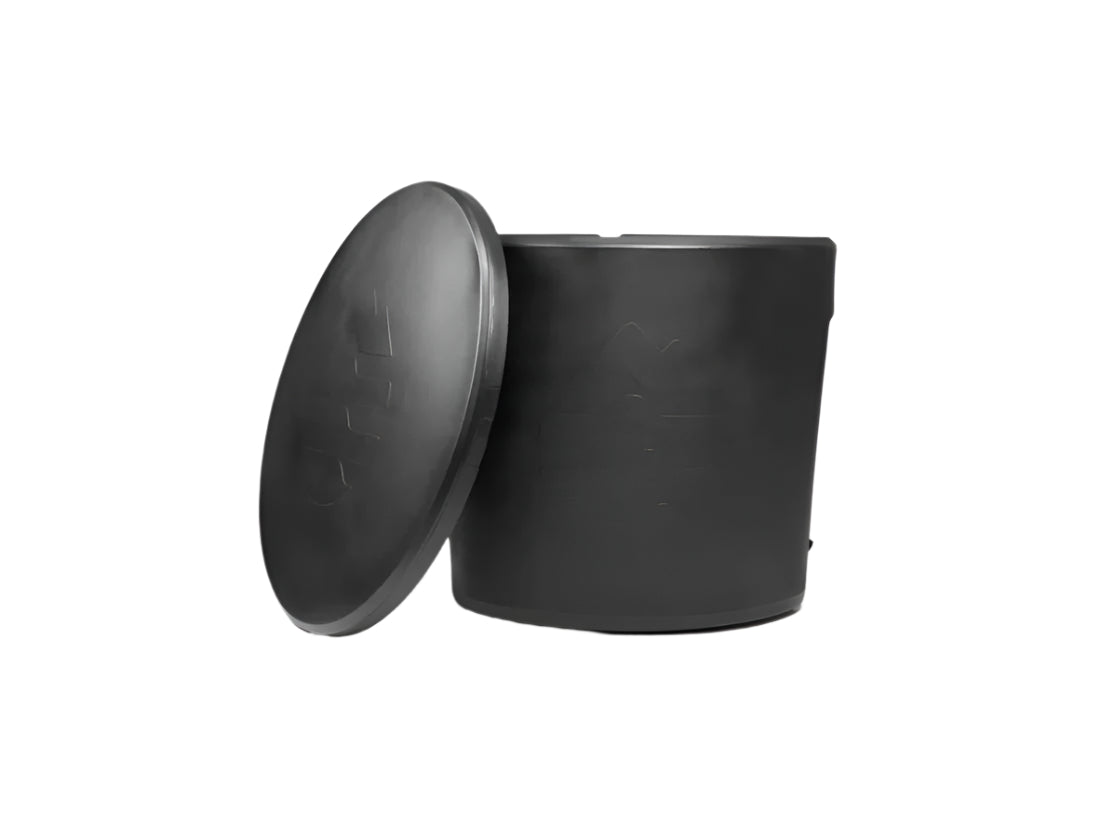Black insulated Ice Barrel 300 with lid, compact and cylindrical design