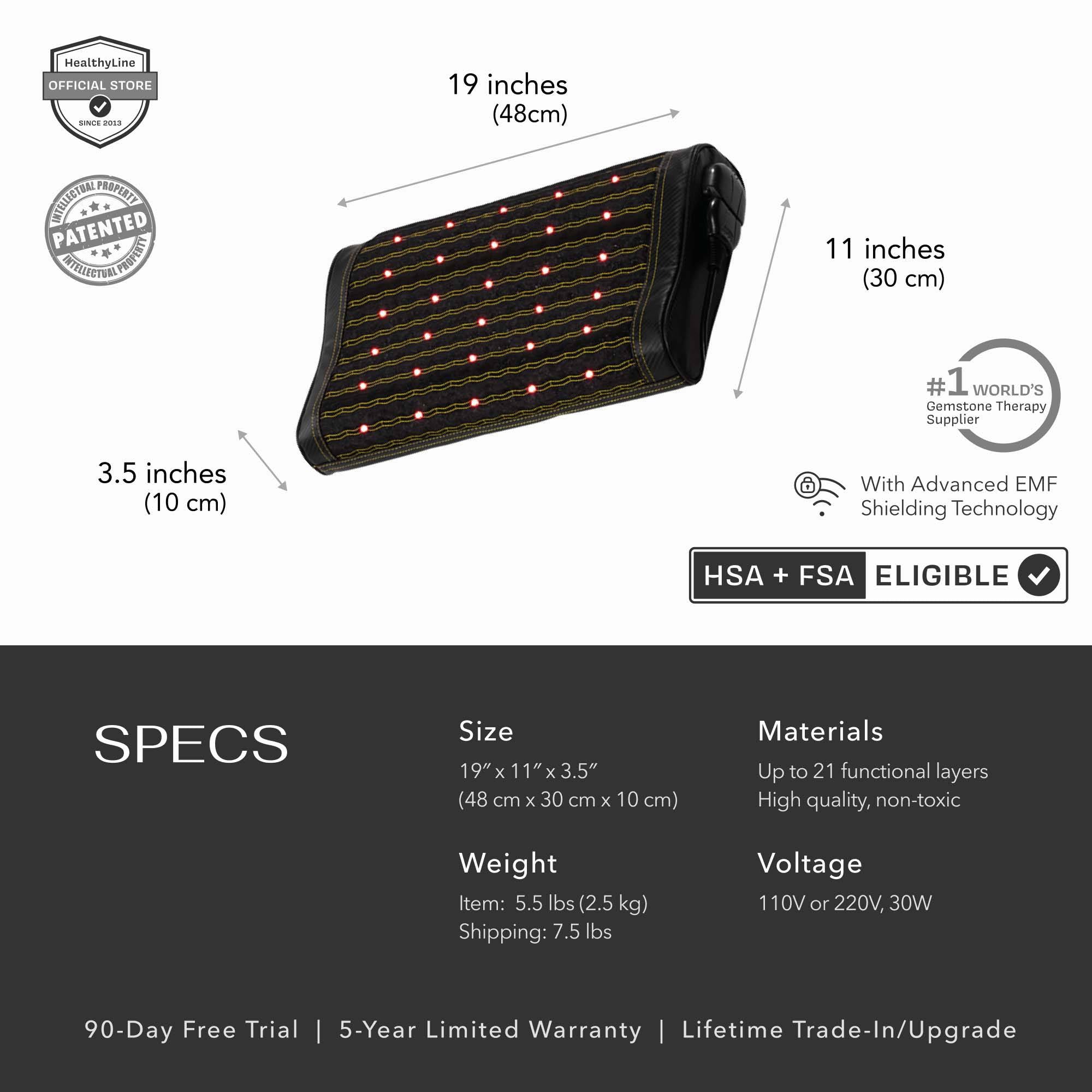 Jet Pillow specs, EMF shielding, LED control, and materials