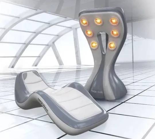 Magic Wave chaise lounge with Magic Sun infrared lamp unit