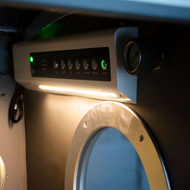 Space 60 interior control panel close-up.