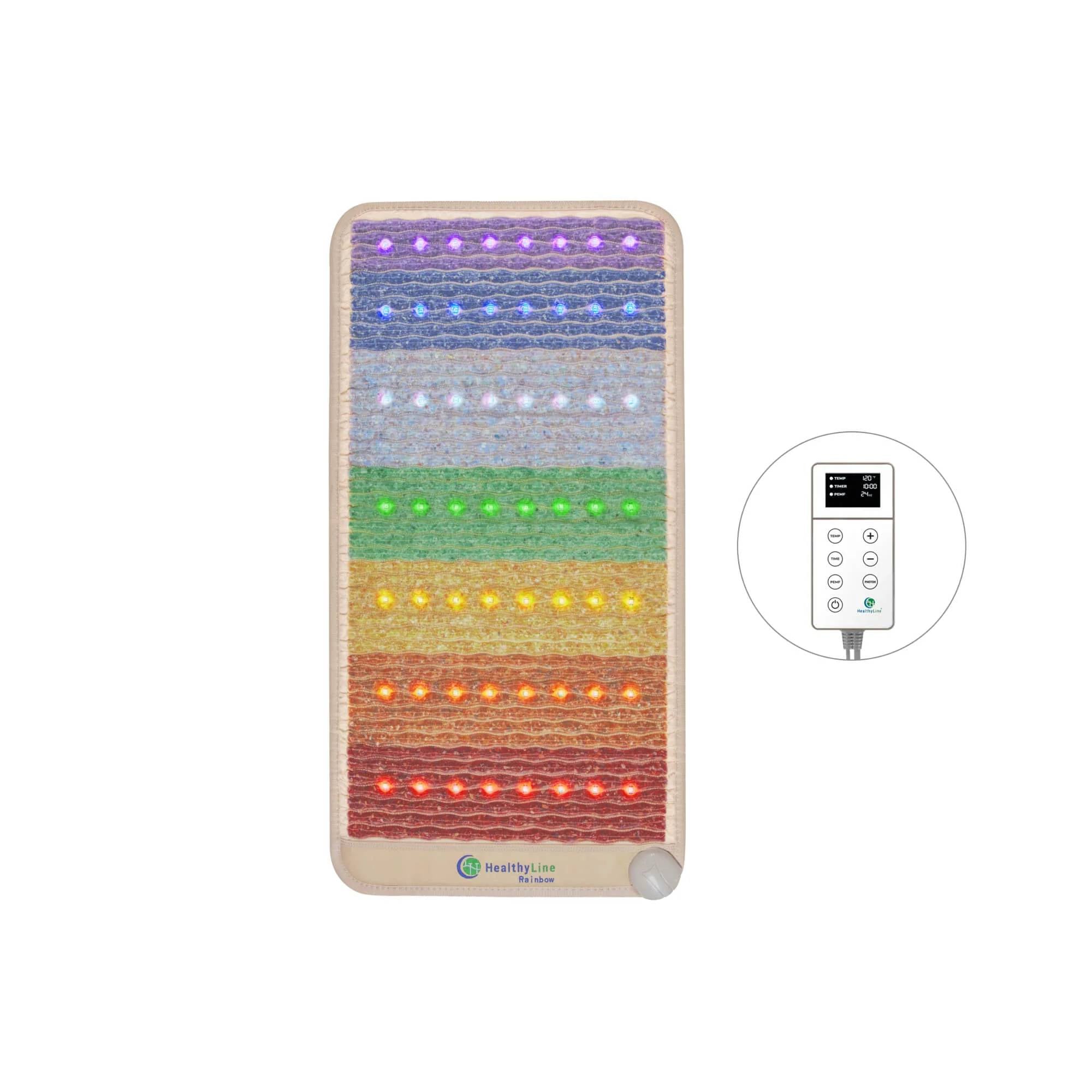 Rainbow Chakra PEMF infrared heating mat with LED controller display