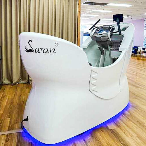 Sleek side profile of the Swan Infra Shaper Classic designed to combine infrared light, collagen therapy, ionization, and cardio training.