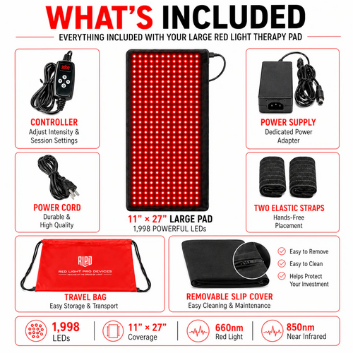 Large Red Light Therapy Mat with 1998 LEDs, Full Spectrum, Professional Grade by Red Light Pro Devices