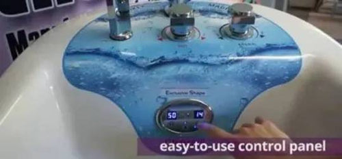 Close-up of the Aqua Bike’s easy-to-use digital control panel with settings