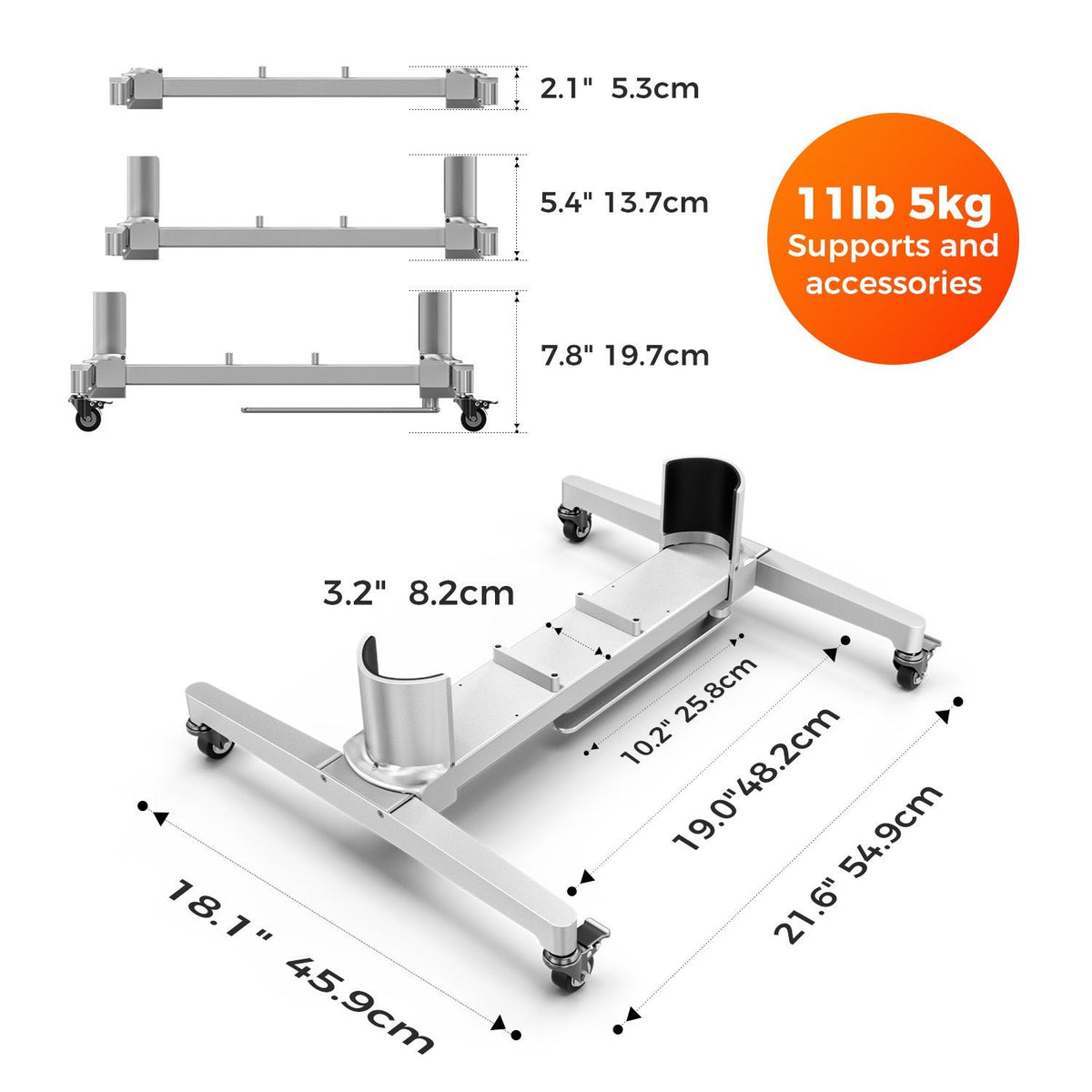BestQool Adjustable Mobile Stand shown on a stand