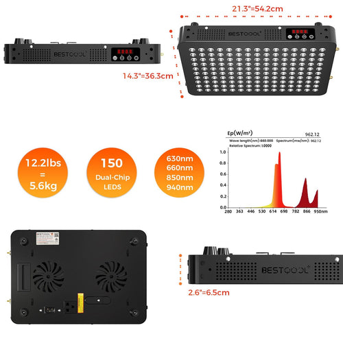 BestQool BQ150 red light therapy panel product view