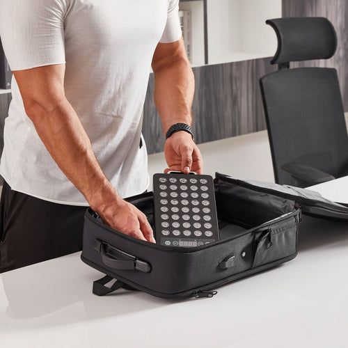 BestQool BQ40 red light therapy panel packed in its black carry case