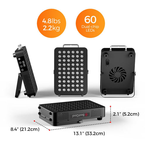 BestQool BQ60 red light therapy panel dimensions and specifications