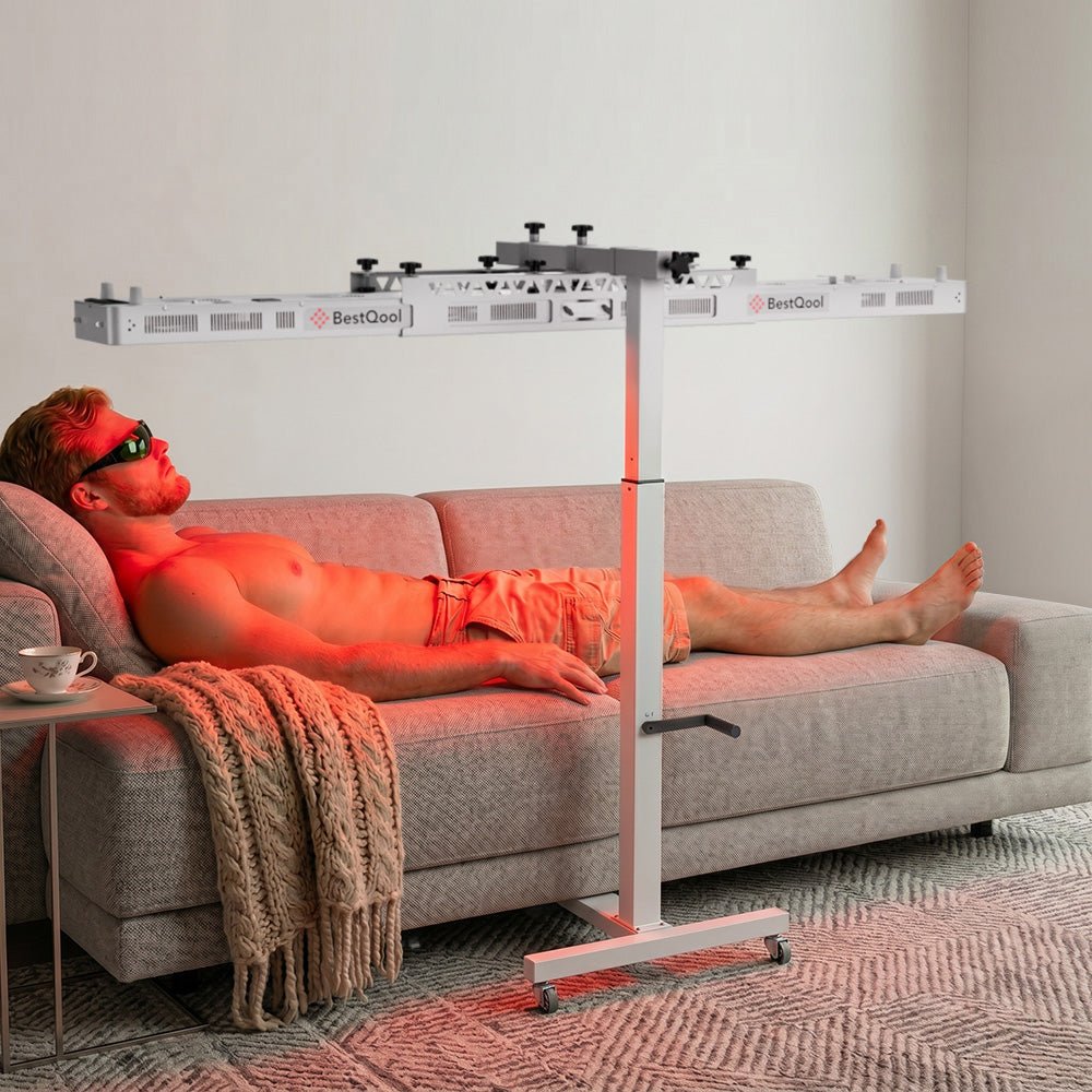 BestQool Pro200 full-body red light therapy panel in use