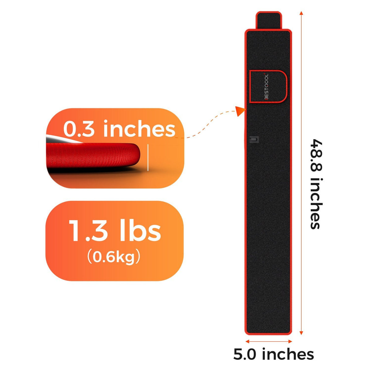 BestQool Redot S red light therapy belt dimensions and specifications