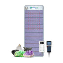 HealthyLine Platinum PEMF mat with advanced and LED controllers and gemstones on a white background