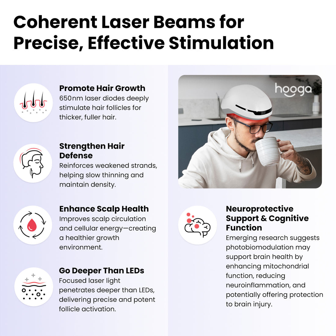 Key Benefits of the Hooga Red Light Therapy Laser Helmet for Scalp and Hair Wellness