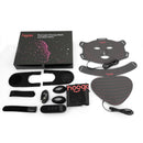 Complete Hooga Portable Red Light Therapy Face Mask kit with face mask, neck piece, controller, eye pads, straps, charging cable, and storage pouch