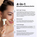 4-in-1 skincare device featuring multi-light therapy, microcurrent, facial massage, and therapeutic warmth