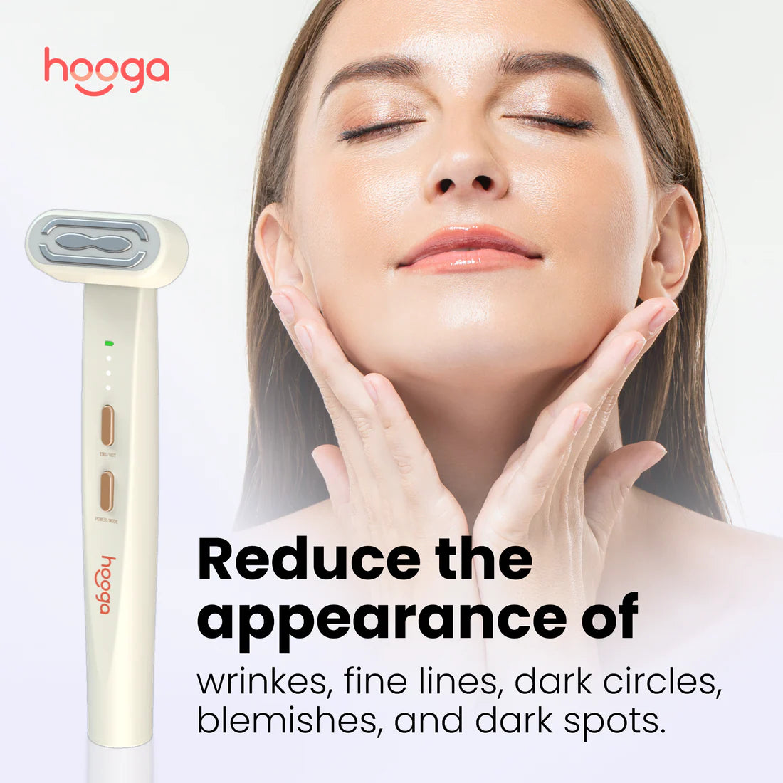 Close-up of the Hooga Portable Red Light Wand with ergonomic grip and treatment head