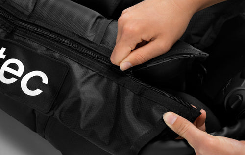 Hyperice Normatec 3 Legs in a close-up detail shot.