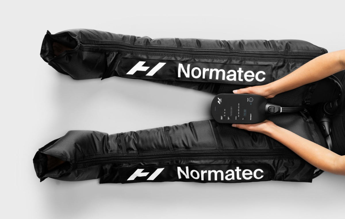Hyperice Normatec 3 Lower Body laid out in a top view.