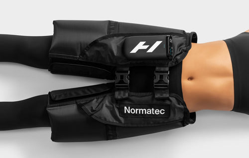 Hyperice Normatec Elite Hips worn during use.