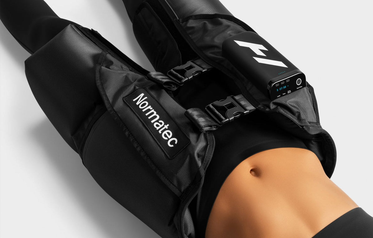 Hyperice Normatec Elite Hips worn during use.
