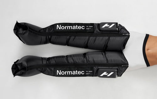 Hyperice Normatec Elite Legs laid out in a top view.