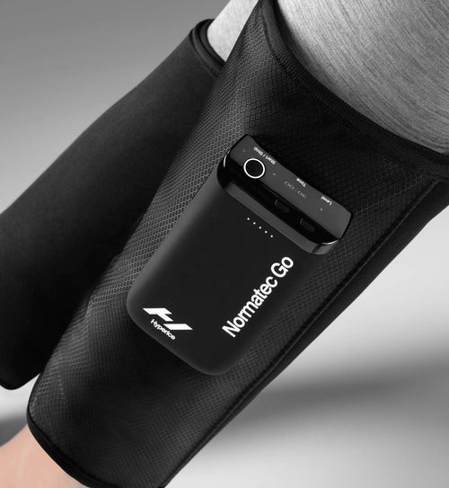 Hyperice Normatec Go in a close-up detail shot.