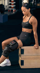 Hyperice X 2 Knee worn during use.
