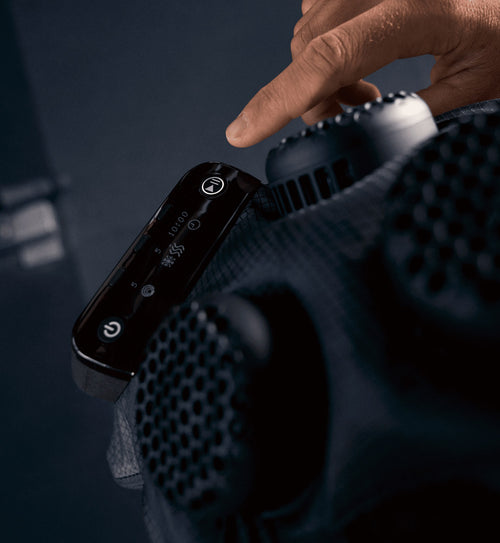 Hyperice X 2 Shoulder with a close-up of the control panel.
