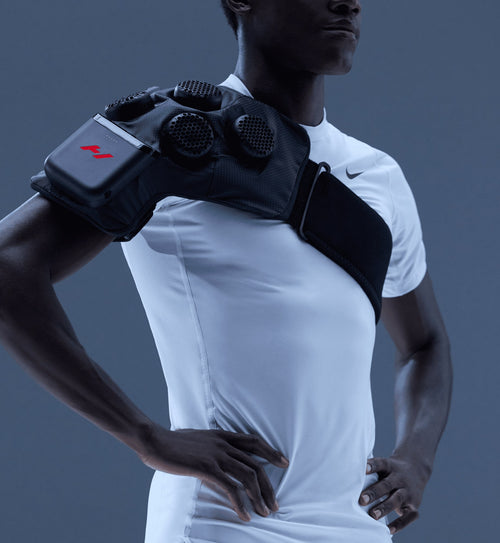 Hyperice X 2 Shoulder worn during use.