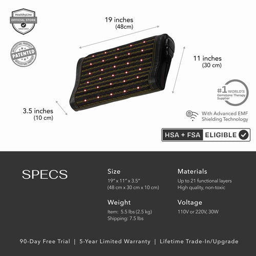 Jet Pillow specs, EMF shielding, LED control, and materials