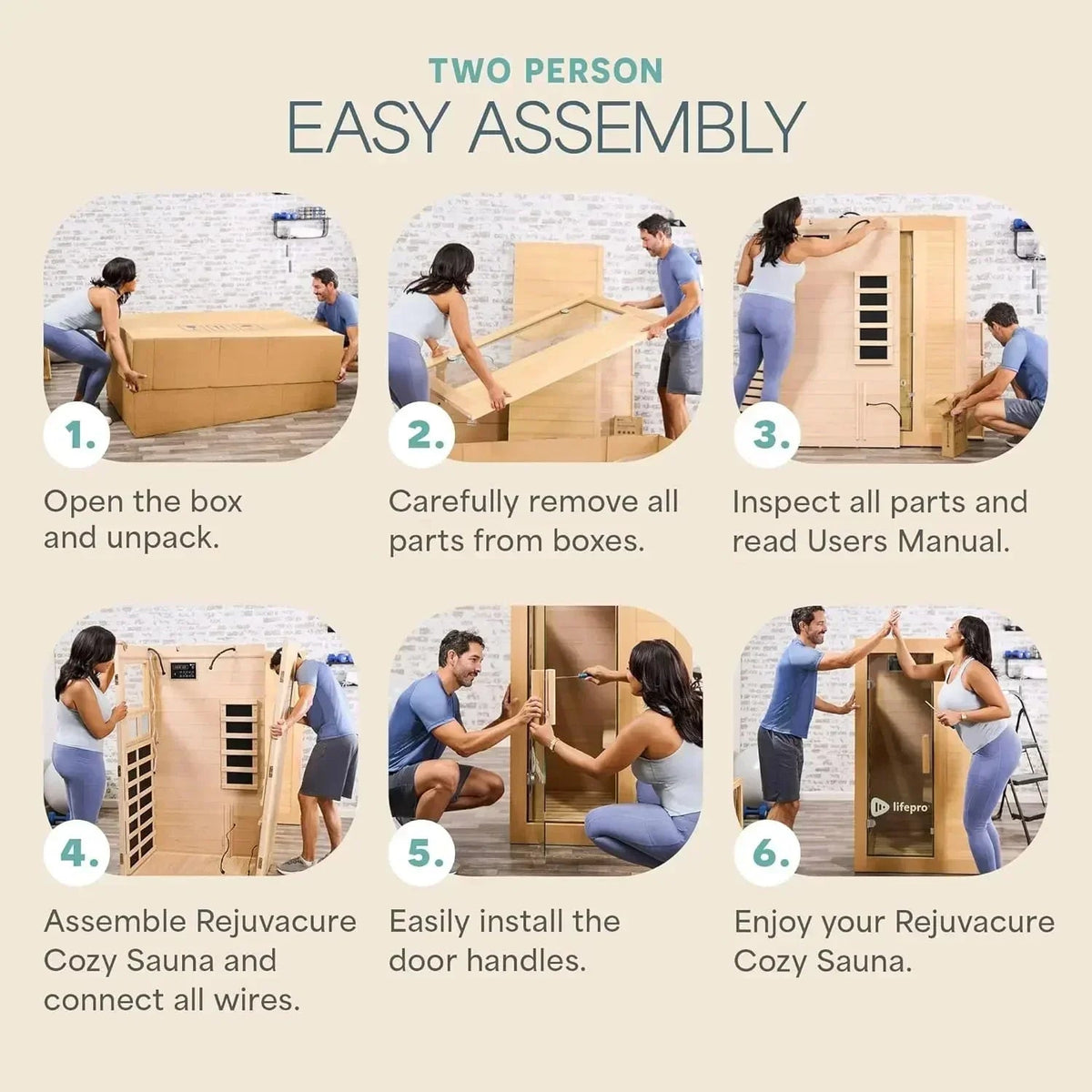 Lifepro Rejuvacure Cozy far infrared sauna assembly steps