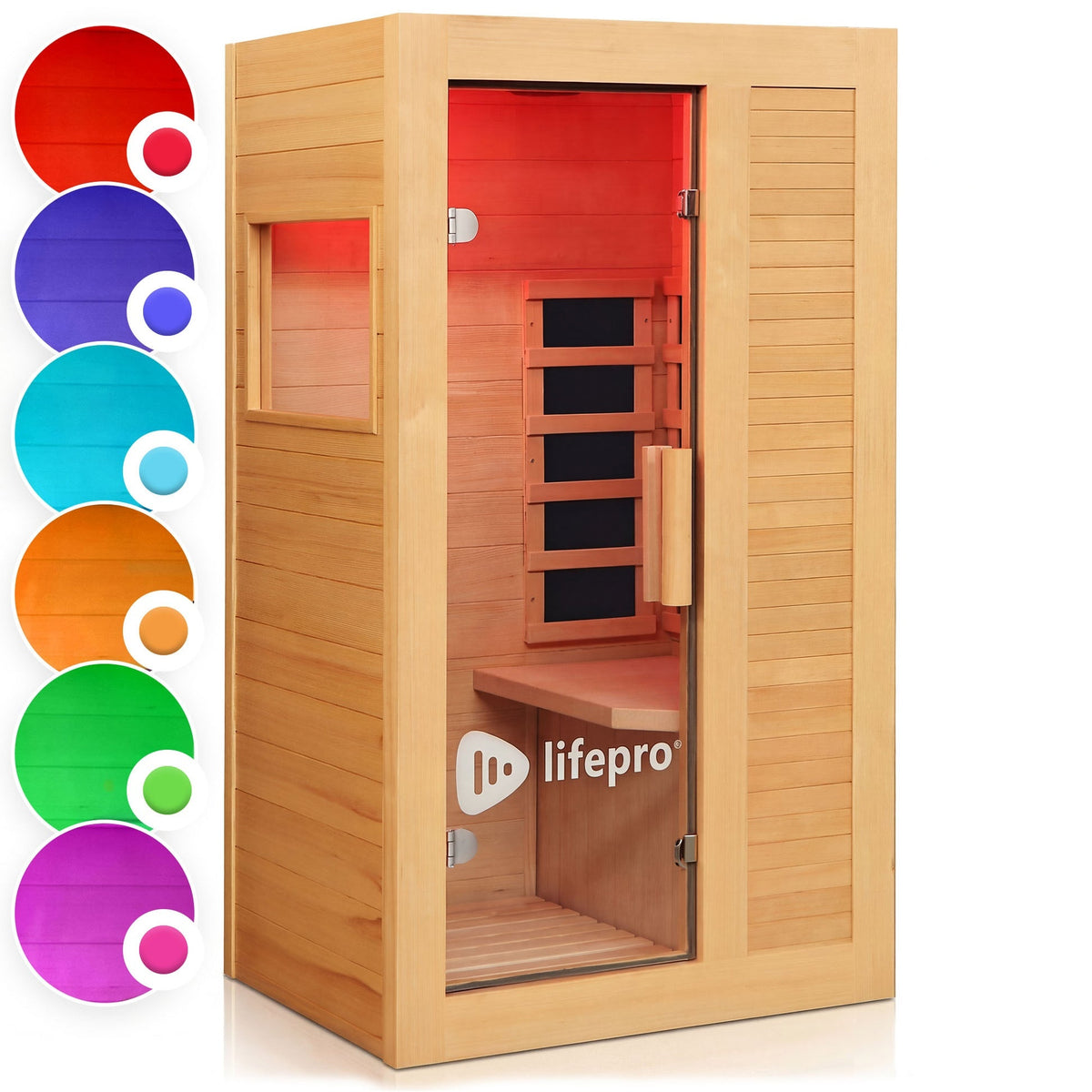Lifepro Rejuvacure Cozy far infrared sauna color therapy modes