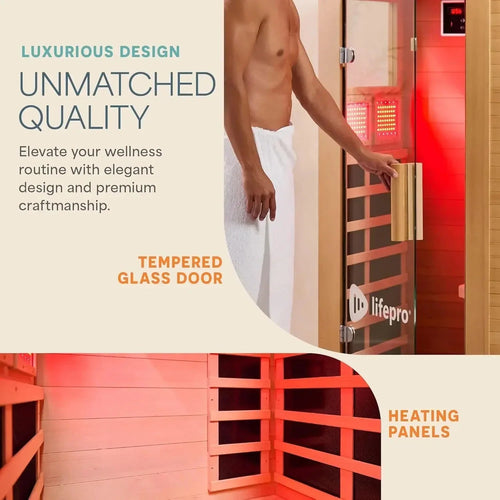 Lifepro Rejuvacure Cozy far infrared sauna tempered glass door