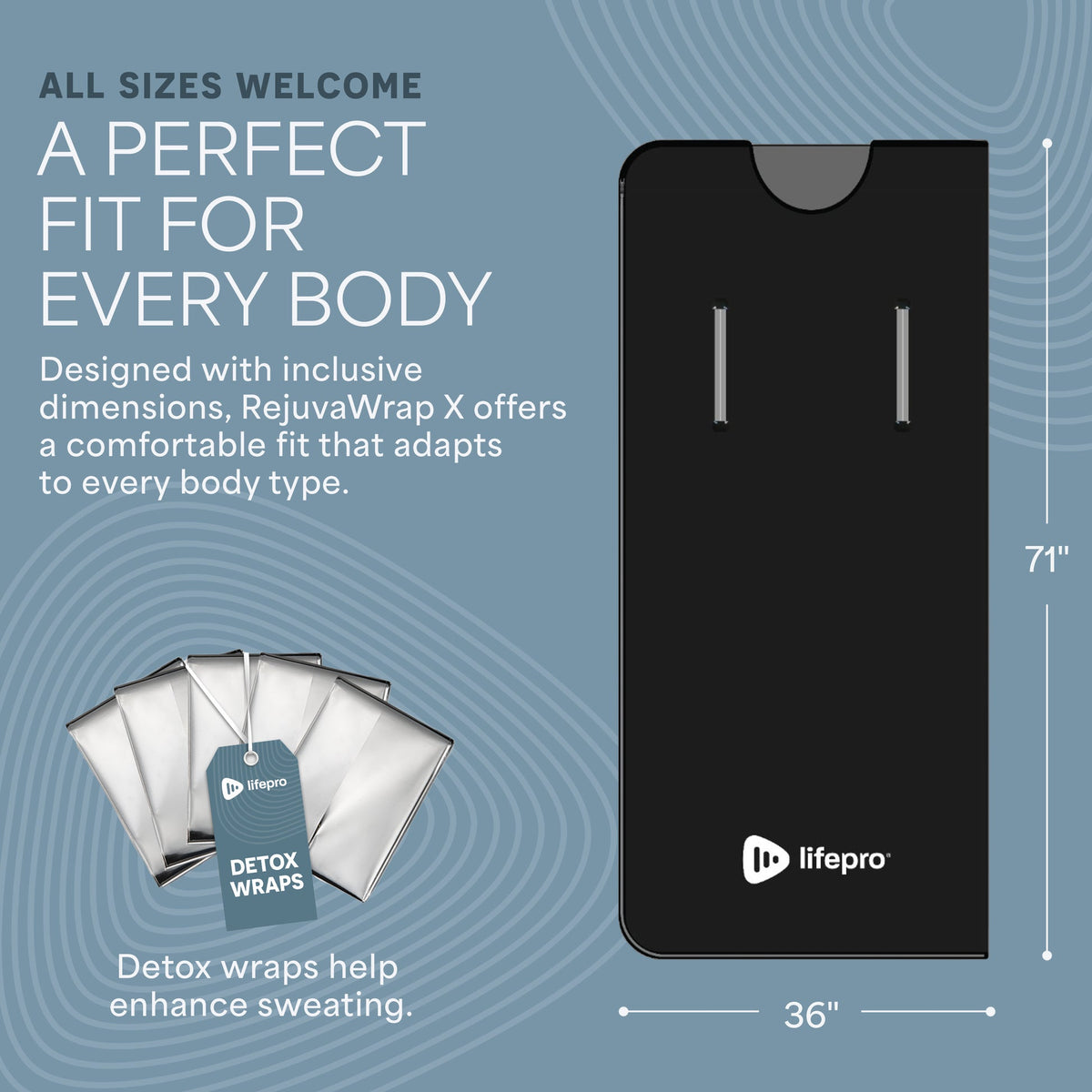 Lifepro Rejuvawrap X infrared sauna blanket dimensions and size guide