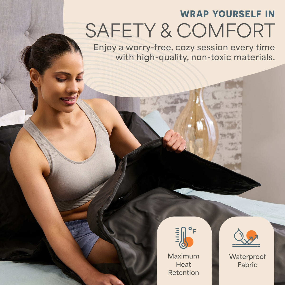 Lifepro Rejuvawrap X infrared sauna blanket in use
