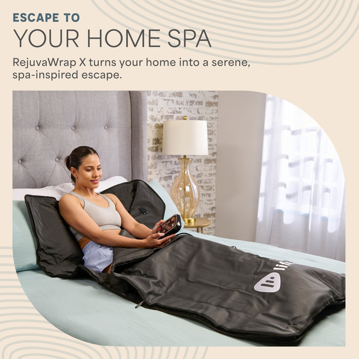 Lifepro Rejuvawrap X infrared sauna blanket in use