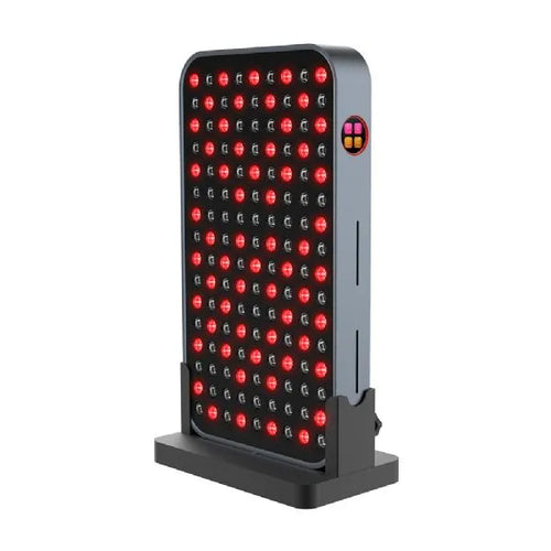 Compact light therapy panel with red LEDs and touch controls