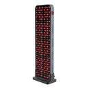 Tall light therapy panel with red LED lights on floor stand
