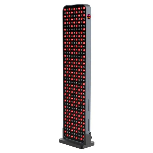 Full-body light therapy panel with red LEDs and stand