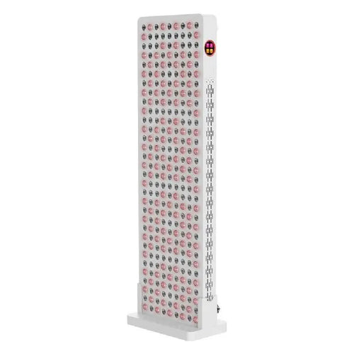 Full-body LED light therapy panel with touchscreen display
