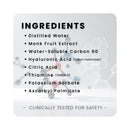 EON C60 ingredients list including Carbon 60, monk fruit, and hyaluronic acid