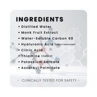 EON C60 ingredients list including Carbon 60, monk fruit, and hyaluronic acid
