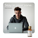 Man on laptop with Mind Expander and focus zone text