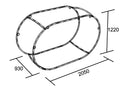 Oxyair RZT02 external frame drawing, 2050 mm long by 930 mm wide by 1220 mm high