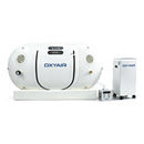 Oxyair RZT02 soft hyperbaric chamber on its sponge base with 2-in-1 oxygen concentrator and air cooler