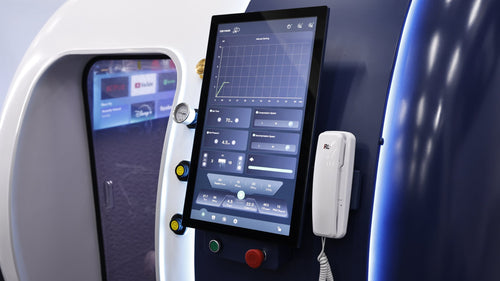 Oxyair YZM02 touchscreen control panel, pressure gauge, intercom handset and emergency stop