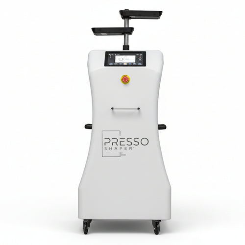 A white and black mobile beauty device labeled 'PRESSO SHAPER' on a plain white background.