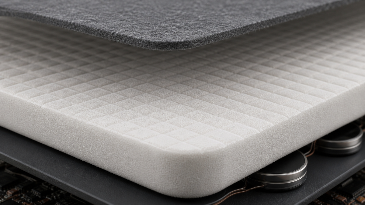 Close-up of the foam layer in The Kim Mat